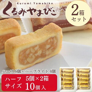 くるみやまびこハーフ5個入×2箱(ハーフ6個 ハーフライト4個)母の日 お歳暮 ギフト クッキー 焼き菓子 洋菓子 お取り寄せ スイーツ 詰め合わせ ギフト 内祝い プレゼント お土産 手土産 長野 ヌーベル梅林堂 送料込(沖縄・離島別途870円)