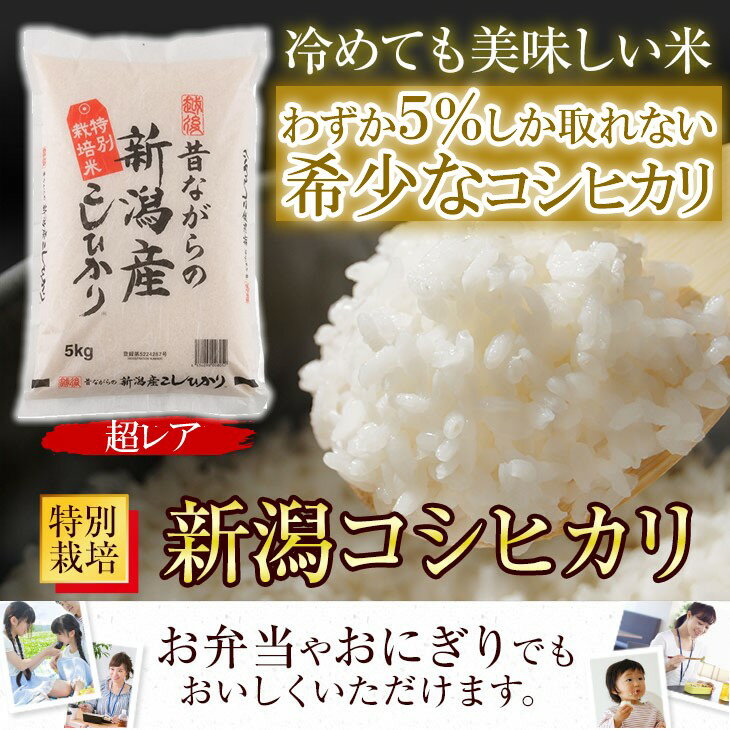 【産地直送】高田屋商店 昔ながらの新潟産こしひかり　5kg 特別栽培米 特栽米 特栽 コシヒカリ 新潟 長岡　農薬・化学肥料5割削減 安心 安全 減農薬 精米機 プレゼント ギフト お祝い 内祝い お返し 景品 2