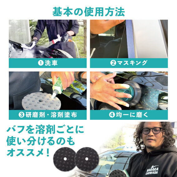 【ながら洗車】 ポリッシャーバフ 単品 2枚 セット 研磨 3