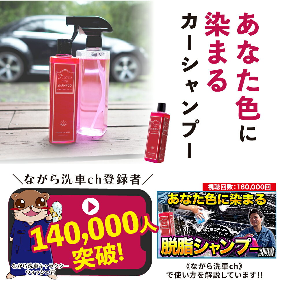 【ながら洗車】脱脂シャンプー 単品『 あなた色に染まるカーシャンプー 』ディグリーシングシャンプー 洗車 シャンプー 泡立ち 洗車するだけ 脱脂 下地処理 Degreasing shampoo カーシャンプー ピッチタール 虫汚れ 希釈 濃厚 2