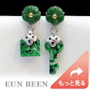 鍵＆錠前の翡翠シルバーピアス ear2971 ＊ 鍵 錠 5月 誕生石 ジェダイト 硬玉 翡翠 ヒスイ ひすい jade 緑 グリーン 純銀 シルバー silver スタッド ＊ 韓国 ピアス pierce 韓国 宝石 ジュエリー 韓国伝統工芸 アクセサリー プレゼント EUNBEEN 恩彬 ウンビン［送料無料］