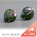 コロンと丸い葉型の翡翠シルバーピアス ear2971 ＊ 5月 誕生石 ジェダイト 硬玉 翡翠 ヒスイ ひすい jade 緑 グリーン 純銀 シルバー silver スタッド ＊ 韓国 ピアス pierce 韓国 宝石 ジュエリー 韓国伝統工芸 アクセサリー プレゼント EUNBEEN 恩彬 ウンビン［送料無料］