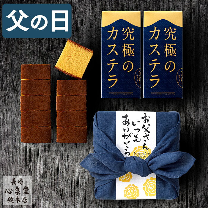 【ポイント10倍★6/2 23:59まで】 父の日 カステラ ギフト [ お菓子 和菓子 プレゼント 人気 食べ物 スイーツ セット 贈り物 記念日 誕生日 送料無料 手土産 高級 お礼 ランキング 長崎心泉堂 父の日までにお届け ] 五三焼カステラ 0.3号 ハーフ 2本 風呂敷包み 令香 FDTT