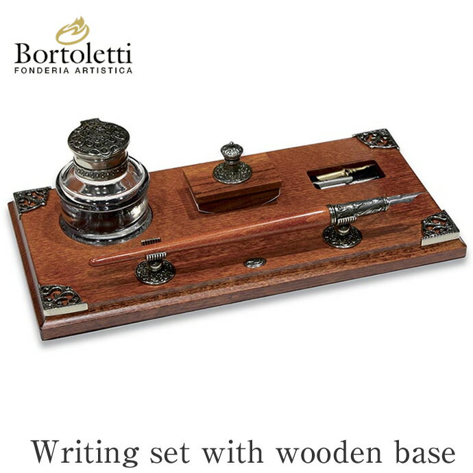 ボルトレッティ　Bortoletti　木製ペン軸　つけペン/ペン先/インクボトル/プロッター/木製トレー　デスクトップセット　SET91