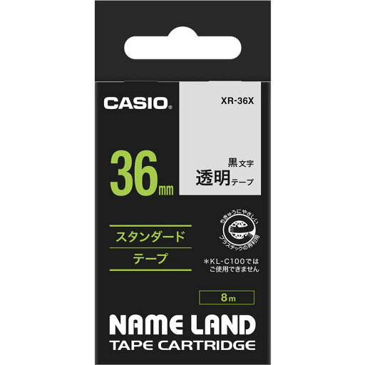 CASIO ラベルライター ネームランド 透明テープ 【36mm幅】 黒文字透明テープ CASIO ラベルライター ネームランド 透明テープ 【36mm幅】 黒文字透明テープ