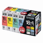 KING JIM テープカートリッジベーシックパック お徳用 【18mm幅6色セット】(キングジム) KING JIM テープカートリッジベーシックパック お徳用 【18mm幅6色セット】(キングジム)