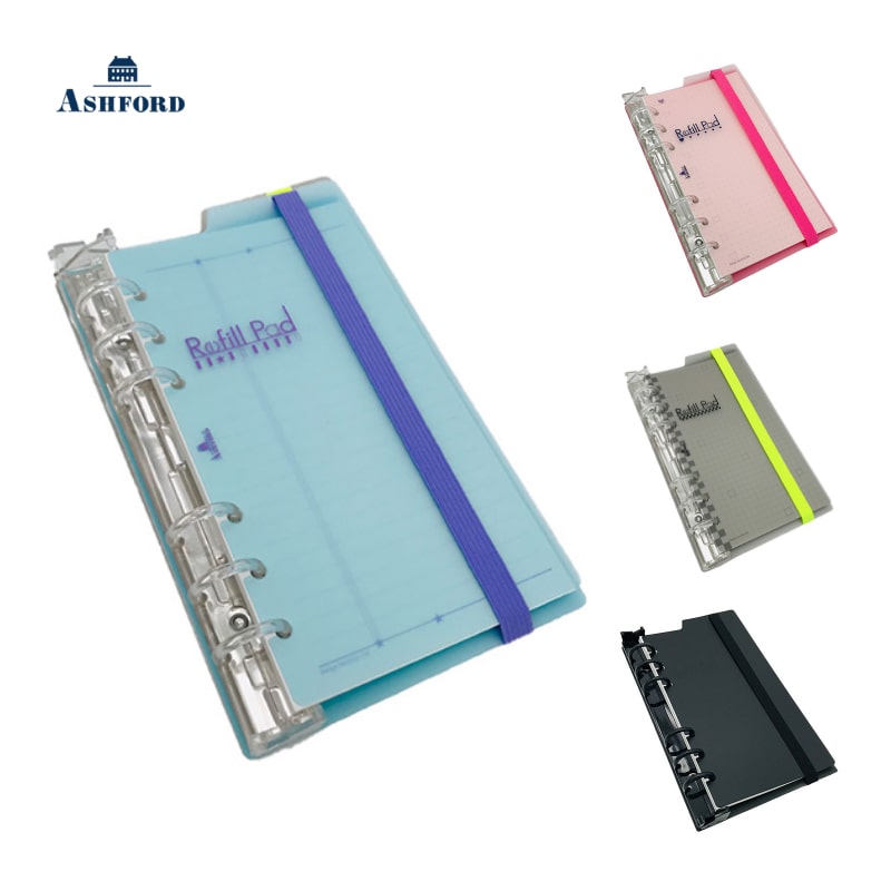 アシュフォード デザインリフィルパッド システム手帳 バイブル 17mm セットリフィル マージン罫ブルー/ドットピンク/セクションシルバー/無地ブラック 03...