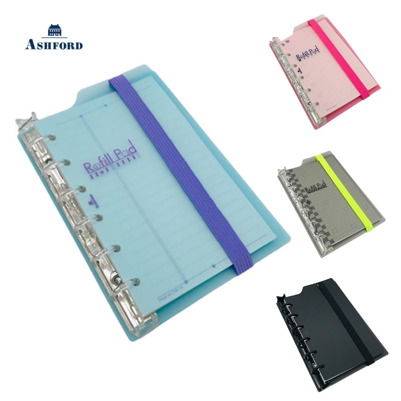 アシュフォード デザインリフィルパッド システム手帳 M6 ミニ6 13mm セットリフィル マージン罫ブルー/ドットピンク/セクションシルバー/無地ブラック ...