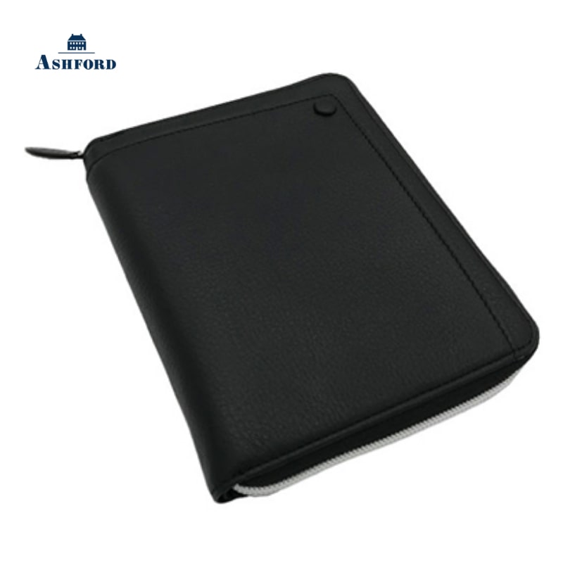 【名入れ対応商品】 アシュフォード レーニエ システム手帳 クラッチジャケット M6 ミニ6 13mm リフィルパッド ジップ ブラック 1436