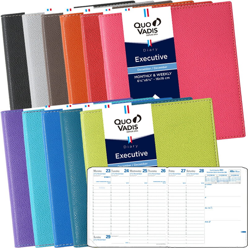 《1週間》クオバディス 2021年 手帳 12月始まり 週間バーチカル エグゼクティブ カバー：クラブ 16x16cm ウィークリーのサムネイル