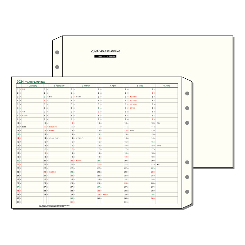 ダヴィンチ リフィル 2024年 A5サイズ イヤープランニング（年間計画） Davinci DAR2400 1