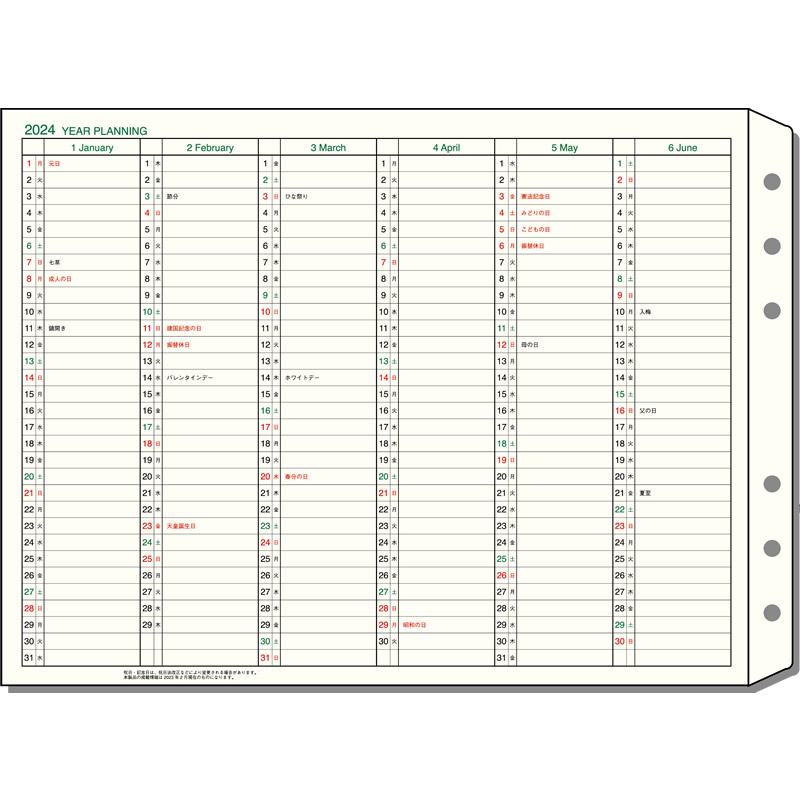 ダヴィンチ リフィル 2024年 A5サイズ イヤープランニング（年間計画） Davinci DAR2400 2