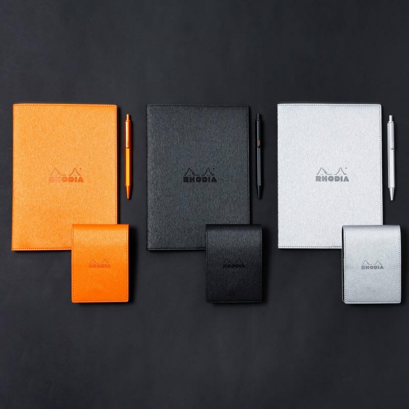 ロディア メタリックPUレザーカバー No.11&ボールペンセット オレンジ/ブラック/シルバー