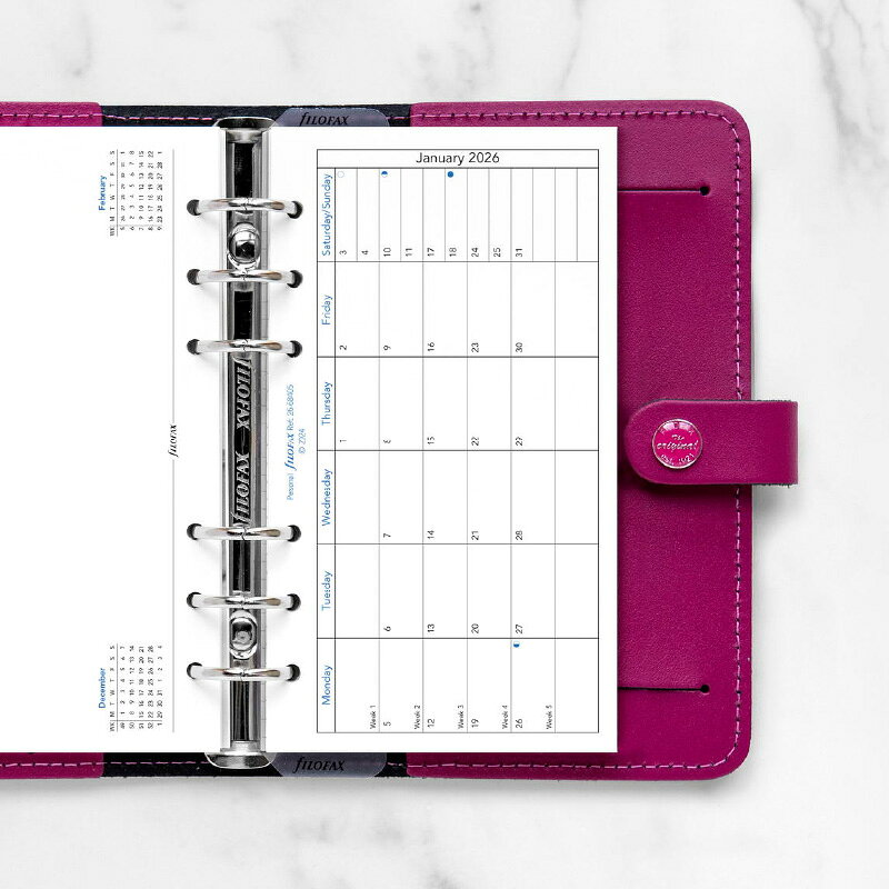 FILOFAX 2026年 システム手帳リフィル バイブル 見開き1ヶ月（横）&片面メモ 26-68...