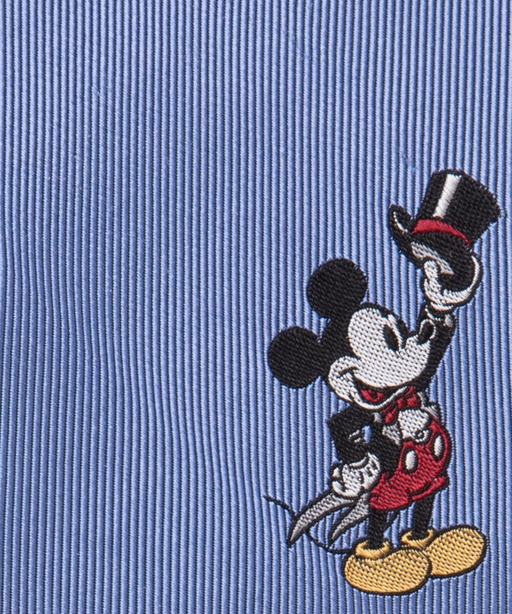 ネクタイ Disney 【Mickey Mouse】（ディズニー ミッキーマウス）ワンポイントネクタイ：サックス ブルー 青 シルク 絹 国産 日本製 プレゼント ギフト 無地 箱付き ボックス付き