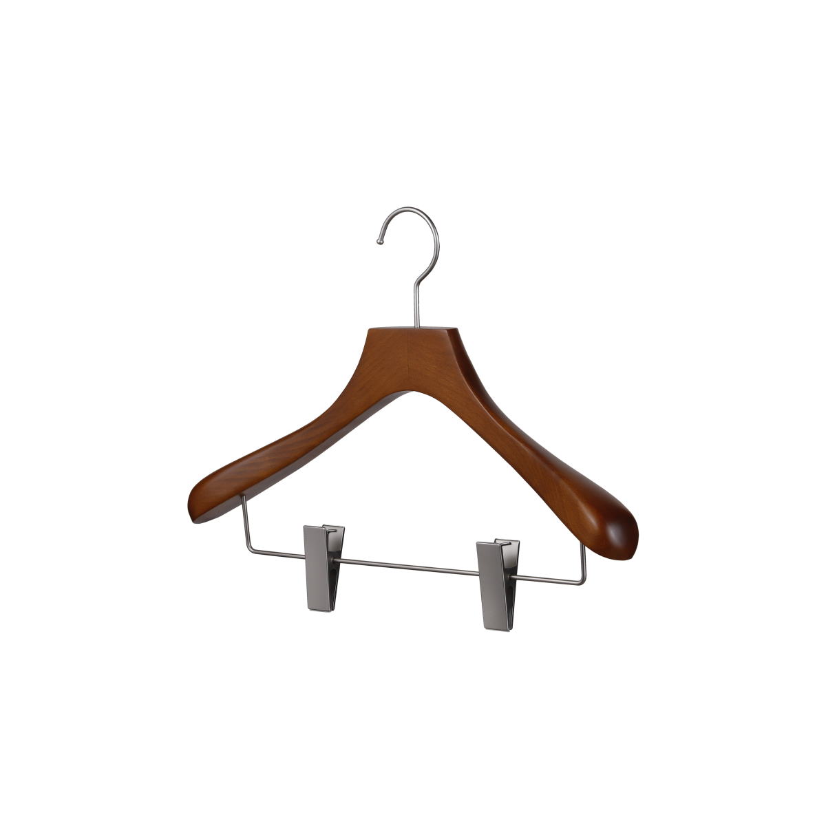 【スーパーSALE10％OFF】ハンガー 木製 スーツ レディース ジャケット ハンガー 型崩れ NW-106W 木製ハンガー クリップ付き メキシカンブラウン 幅38cm 肩厚4cm HANGER 日本製 名入れ不可