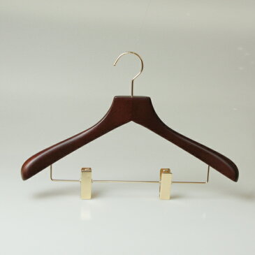 【2月中旬以降の発送となります】名入れ ハンガー N-025 木製ハンガー クリップ付き BR 42cm T3cm 名入れ可