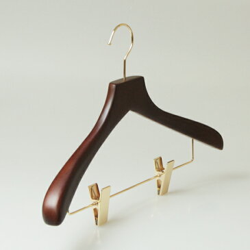 【2月中旬以降の発送となります】名入れ ハンガー N-025 木製ハンガー クリップ付き BR 42cm T3cm 名入れ可