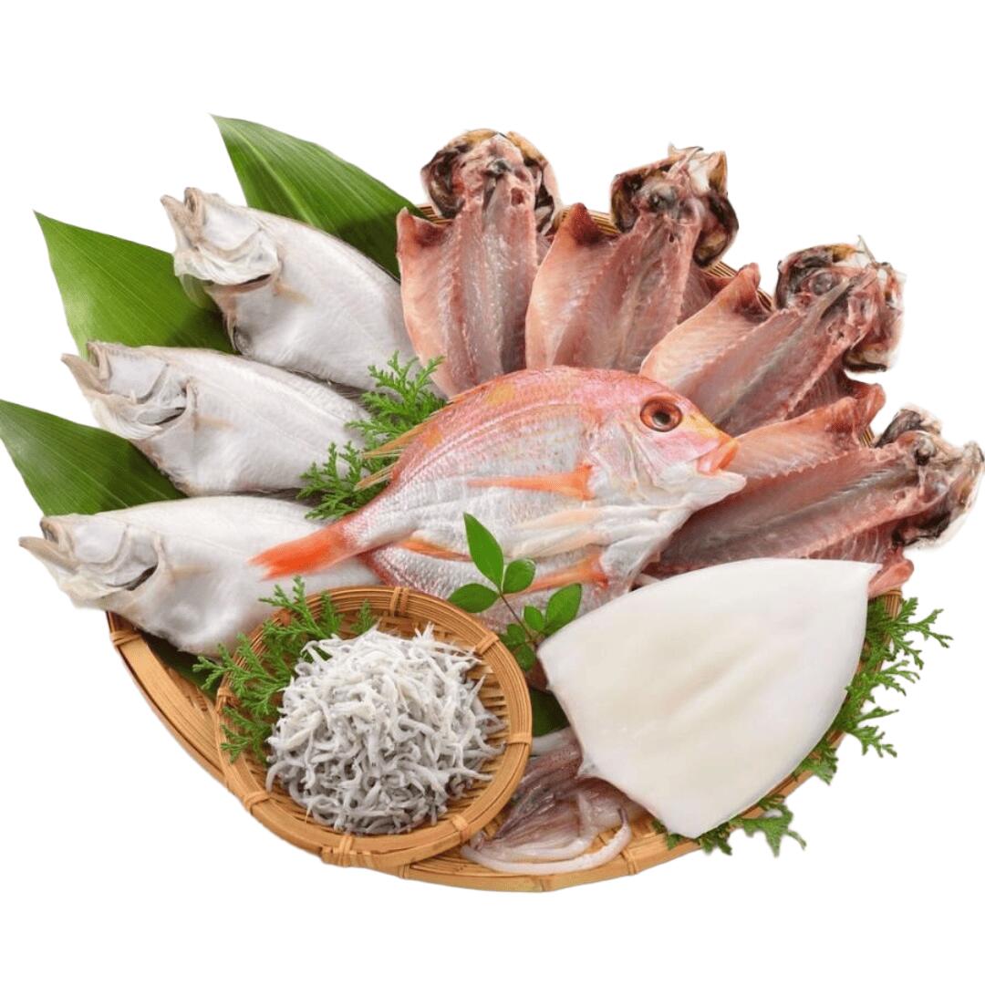 国近商店 干物セット 長門の海の幸お取り寄せ｜あじ・カレイ・連子鯛・剣先いか開き・釜揚げちりめん60g【冷凍便／贈答可】