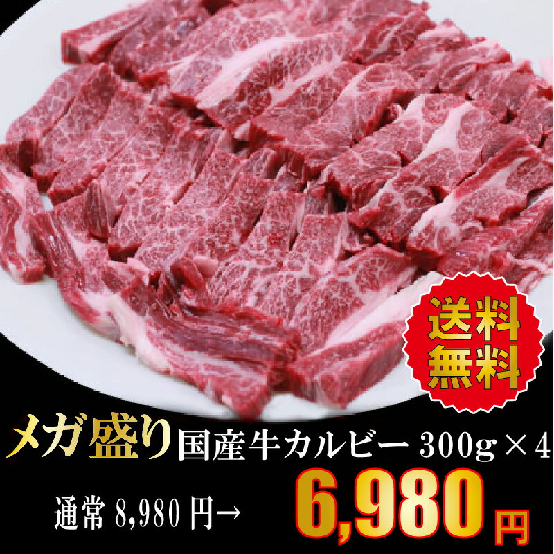 送料無料 国産牛カルビ メガ盛り 1.2kg 焼肉 バーベキュー BBQ 牛肉 キャンプ 冷凍 肉 国産