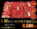 送料無料 日本一 4種も入った 宮崎牛 福袋 1kg 牛肉 