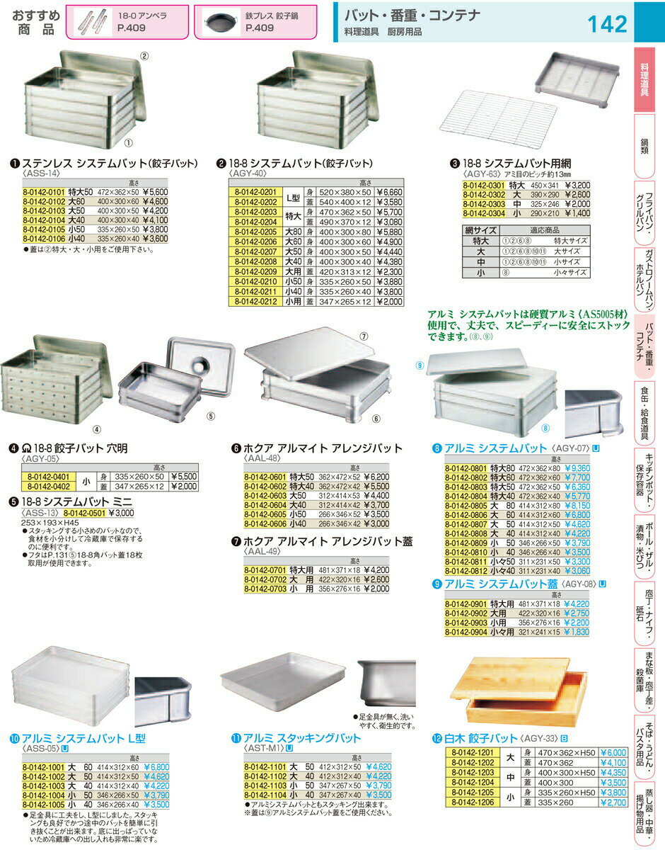 SA18－8餃子バット穴明　小　蓋 【調理器具 バット 調理 料理 厨房用品 キッチン キッチン用品 販売 通販 業務用 楽天】 [9-0144-0402 8-0142-0402] 2