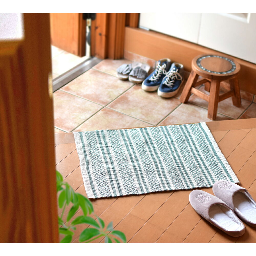 【アジアン雑貨/エスニック雑貨】PET リユース マット アイシンク ラグマット 60×40cm（3タイプ）