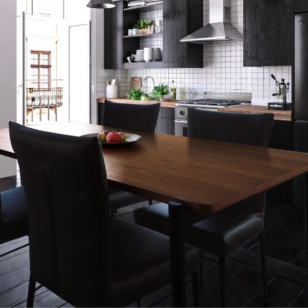 Rakuten - 組立設置付 スチール脚ダイニングセット 幅150 5点 チェア ウォールナット ナチュラル ブラック 黒 ヴィンテージ ミッドセンチュリー 黒脚