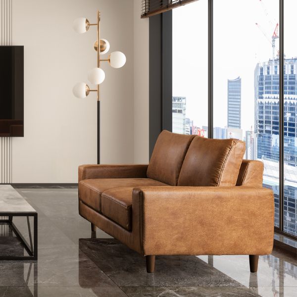 組立設置付 高密度ウレタン 2人掛け肘付きソファ(合皮タイプ) 幅170cm ソファー コ...