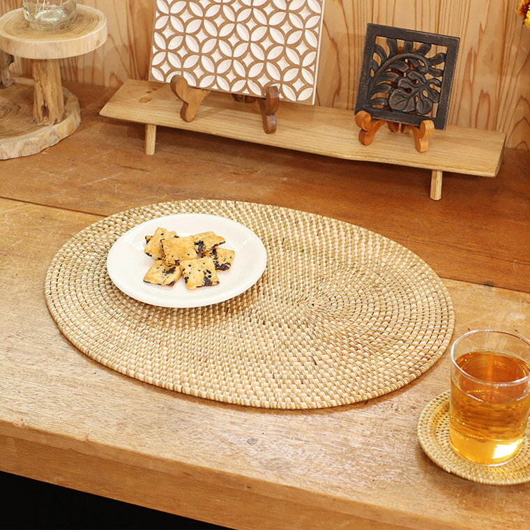 アタ プレイスマット L オーバル ランチョンマット お洒落 キュート ディスプレイ アジアン雑貨 エスニ..