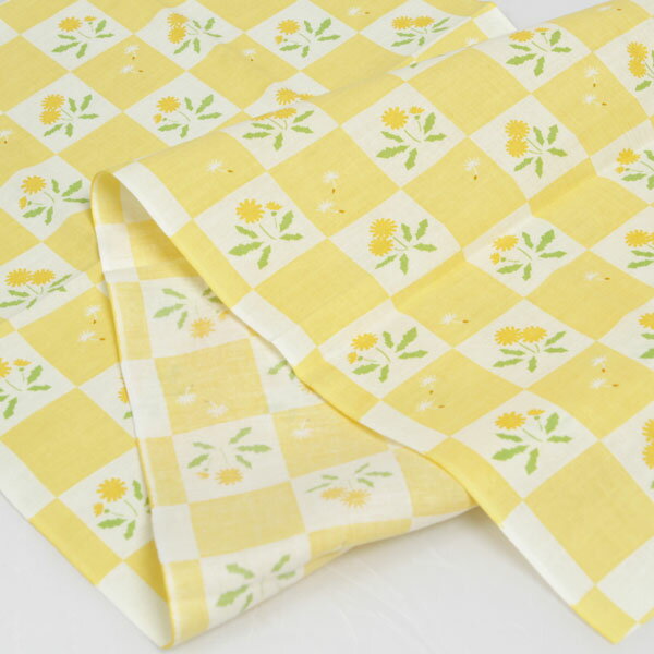 濱文様　捺染手拭い「市松たんぽぽ」　【メール便OK】yのサムネイル