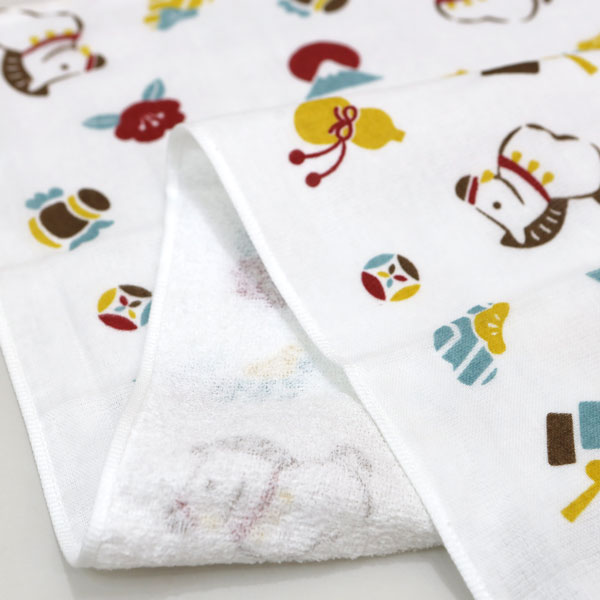 くろちく 手拭いたおる 吉祥紋様 午 干支 2026 令和8年 タオル てぬぐい 日本製 お正月 縁起柄 和柄 ギフト メール便