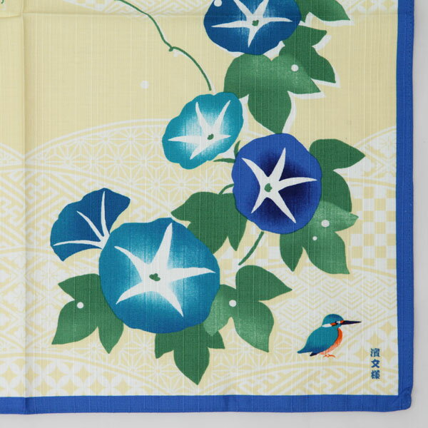 濱文様 小布｜朝顔とカワセミ 日本製 風呂敷 50×50cm 綿100％ お弁当包み ラッピング インテリアにも ..