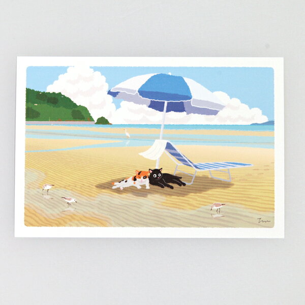 Rakuten - 夏 たびねこ ポストカード 夏のパラソル (c)もりとしのり PPA-292s メール便 ねこ 猫 ネコ y