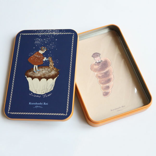 くらはしれい 缶入りポストカード ネイビー D095-11 メール便