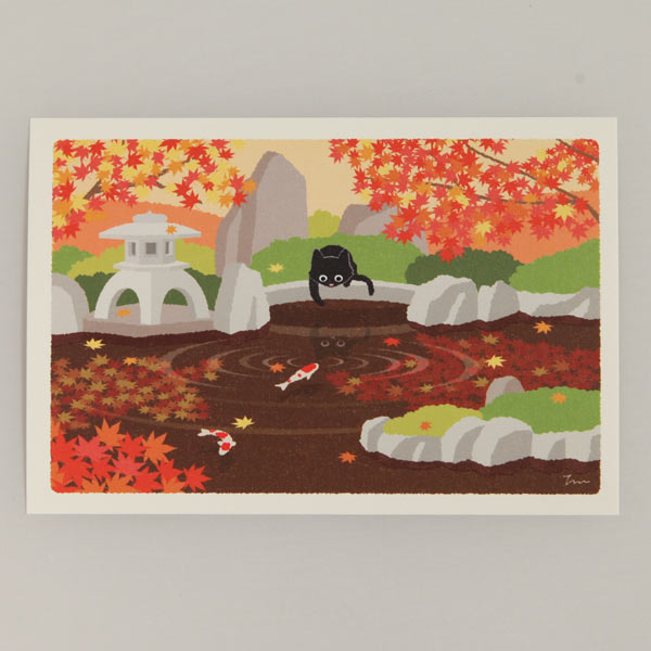 秋 たびねこ ポストカード 庭園の鯉 (c)もりとしのり PPA-216a メール便 絵はがき ねこ 猫 ネコ y