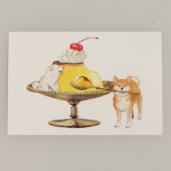 しばいぬとおやつポストカード プリン 柴犬とプリン (c)村田なつか メール便 柴犬 シバイヌ 絵はがき y
