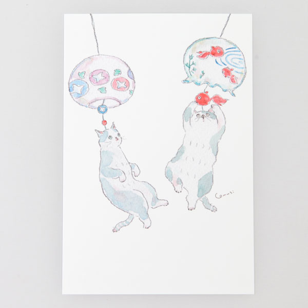 トコロコムギ ポストカード 風鈴にゃんこ (c)tocorocomugi メール便 ねこ 猫 ネコ 絵はがき