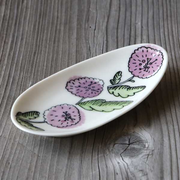 深山（みやま）knuq ヌック スプーンレスト パープル 美濃焼 日本製 花柄 北欧調 電子レンジ可 食洗機可 おしゃれ 和洋兼用 香皿 小皿 ギフトにおすすめ