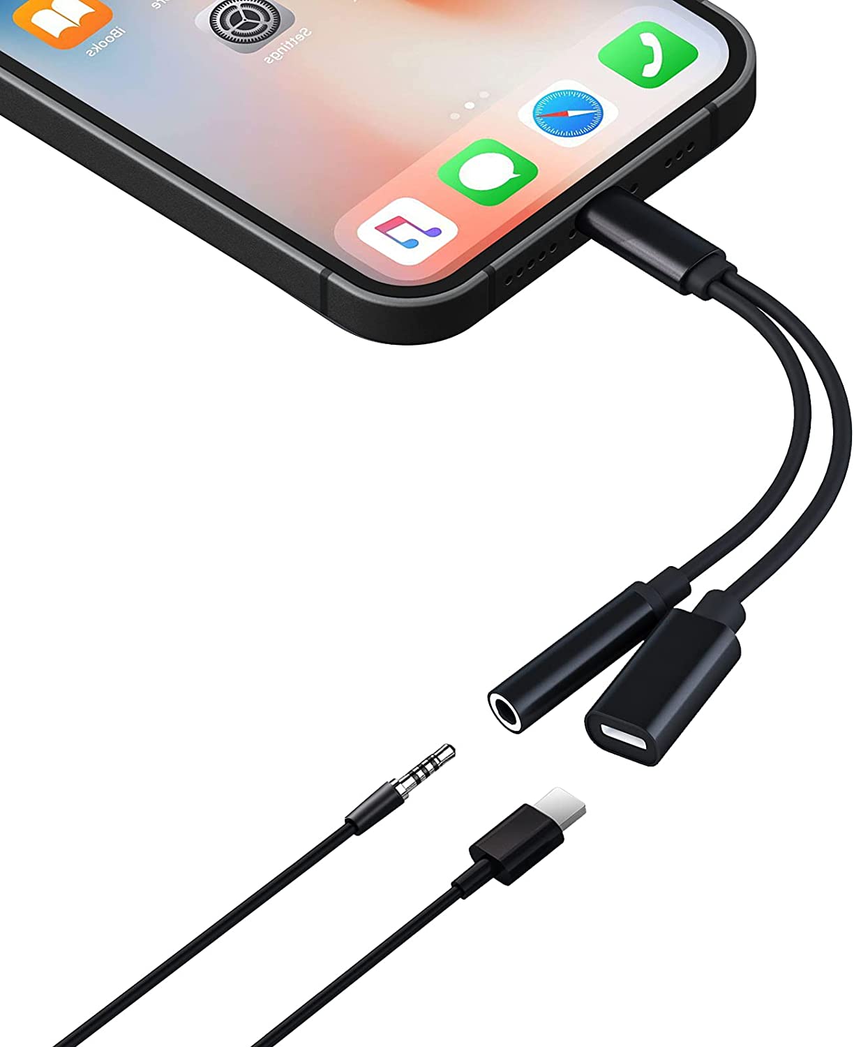 ライトニング 変換 イヤホン 充電 3.5mm 2in1 ケーブル コネクタ iPhone iPad Lightning アイフォン アイパッド 急速充電 音楽 イヤホンジャック 変換アダプタ 同時 3.5