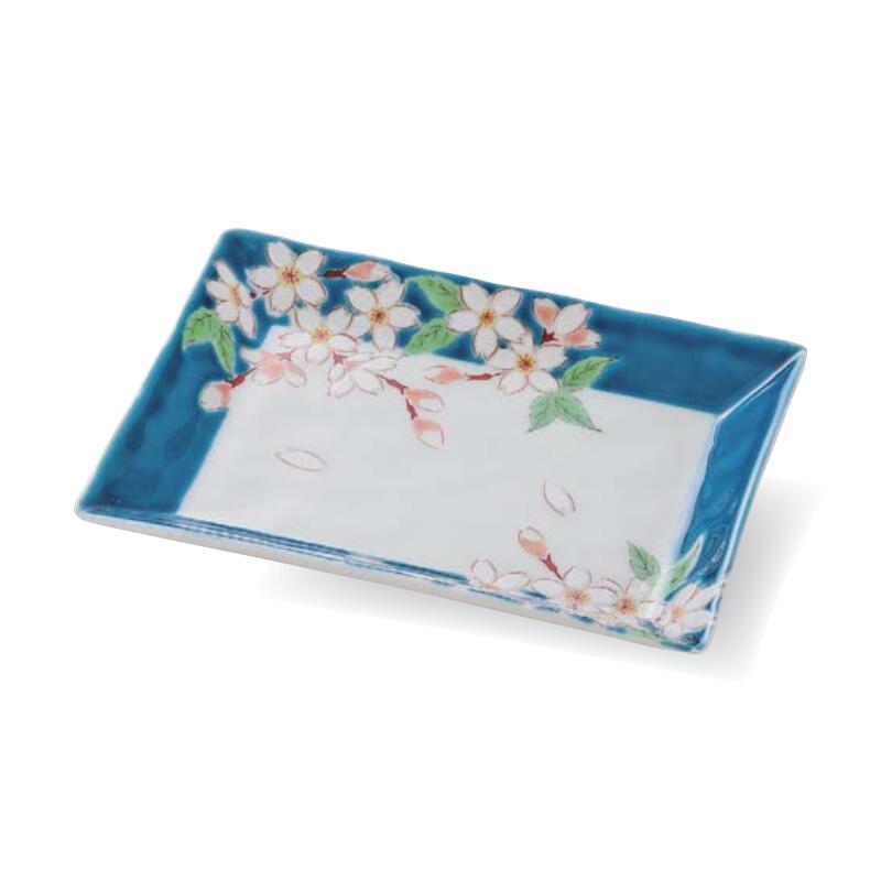 【送料無料】 九谷焼 長角皿 17.2cm長角皿 桜 17.2cm 12.8cm 2.7cm 皿 角 角皿 長手皿 付出皿 焼物 魚 天ぷら 日本製 国産 キレイ おしゃれ プレゼント 贈り物 贈答品 贈答用 父の日 母の日 敬老の日 お祝い 和食器 洋食器 飲食店 業務用 プロ使用 食器