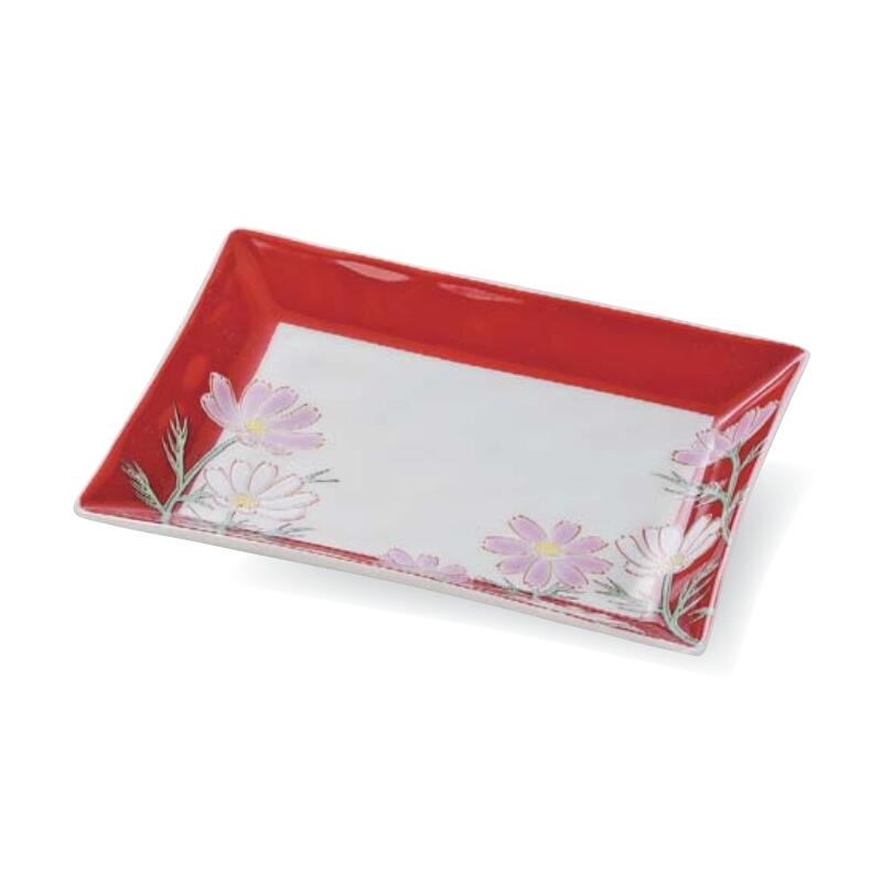 【送料無料】 九谷焼 長角皿 17.2cm長角皿 コスモス 17.2cm 12.8cm 2.7cm 皿 角 角皿 長手皿 付出皿 焼物 魚 天ぷら 日本製 国産 キレイ おしゃれ プレゼント 贈り物 贈答品 贈答用 父の日 母の日 敬老の日 お祝い 和食器 洋食器 飲食店 業務用 プロ使用 食器