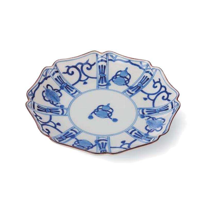 【送料無料】 九谷焼 盛皿 19cm丸皿 染付 宝尽くし 19cm 3cm 皿 丸 中皿 刺身 焼き物 揚げ物 天ぷら サラダ 日本製 国産 キレイ おしゃれ プレゼント 贈り物 贈答品 贈答用 父の日 母の日 敬老の日 お祝い 和食器 洋食器 飲食店 業務用 プロ使用 食器