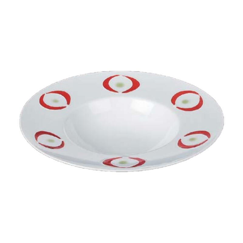 【送料無料】 有田焼 一珍 丸紋 赤 渕 皿 20.5cm 丸皿 丸 中皿 刺身 焼物 揚物 前菜 サラダ パスタ 日本製 国産 おしゃれ ギフト プレゼント 贈り物 母の日 お祝い お返し 食事会 パーティー 和食器 洋食器 飲食店 業務用 プロ使用 食器