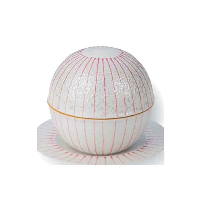【送料無料】 『蓋物のみ』 有田焼 小鉢 赤 ストライプ ラスター まり 型 蓋物 10.2cm 9.7cm 器 鉢 豆鉢 前菜 先付け 付出し デザート 日本製 国産 おしゃれ ギフト プレゼント 贈り物 母の日 お祝い お返し 食事会 和食器 洋食器 飲食店 業務用 プロ使用 食器