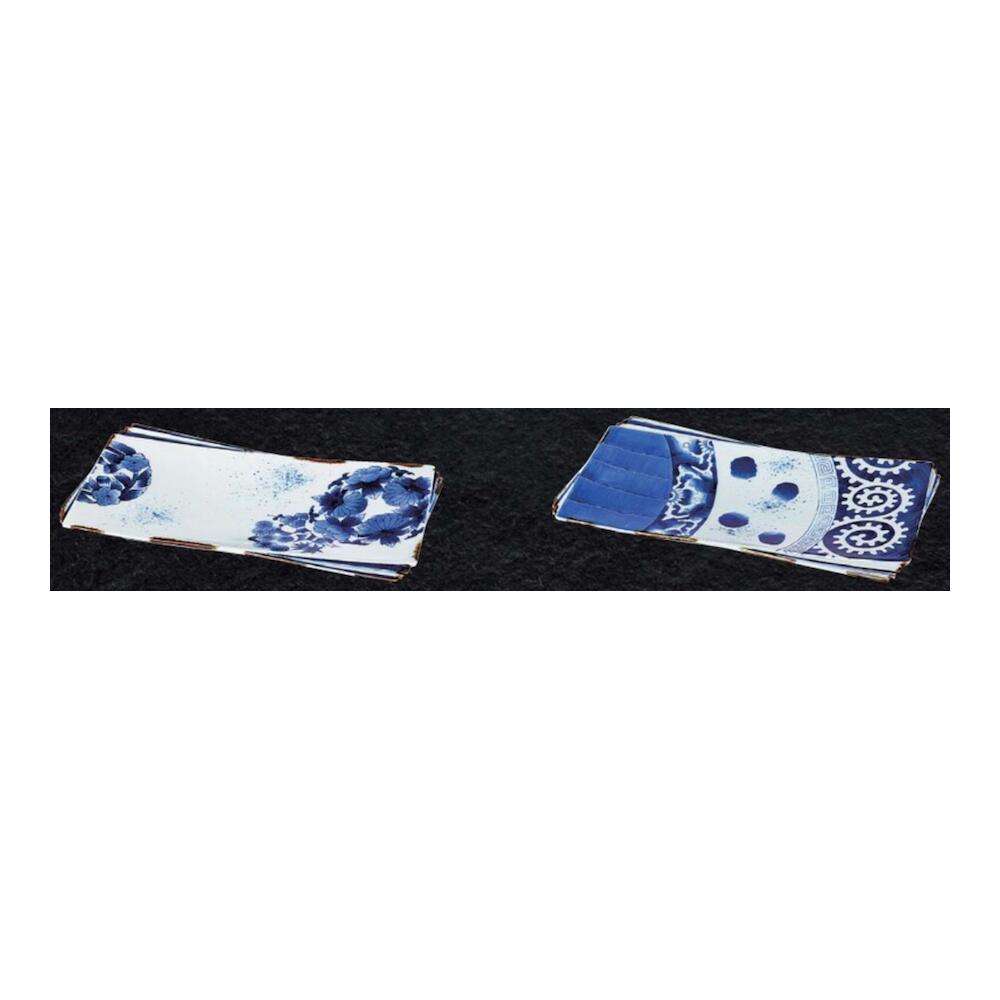 有田焼 染付 四君子 タコ 唐草 紙 敷 長角 皿 28cm 長皿 長手 長手皿 刺身 寿司 焼物 天ぷら 揚物 盛皿 青 ブルー 紺 ネイビー 白 ホワイト 日本製 国産 おしゃれ ギフト プレゼント 贈り物 母の日 お祝い 和食器 洋食器 中華食器 飲食店 業務用 プロ使用 食器