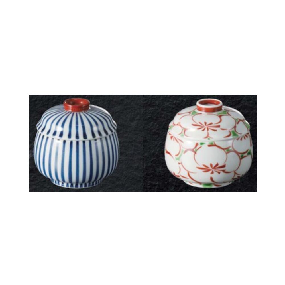 有田焼 天平 蒸し碗 呉須 十草 花 赤 絵 8.5cm 180ml むし碗 器 鉢 豆鉢 蒸碗 茶碗蒸し 酒蒸し 蒸し料..