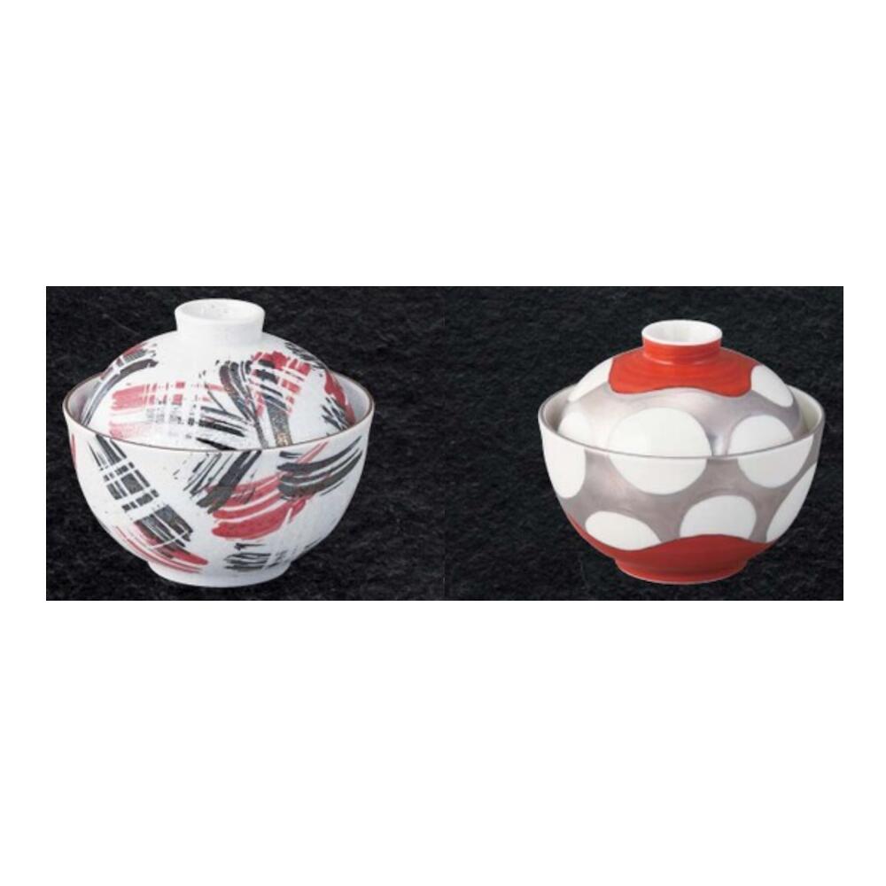 有田焼 錦 ラスター 黒 朱 刷毛 錦 アイボリー 朱 銀 彩 丸紋 3.3 蓋物 10.4cm 蓋向 煮物 珍味 炊合せ あんかけ 蒸し料理 白 ホワイト ブラック 赤 レッド シルバー 日本製 国産 おしゃれ ギフト 贈り物 母の日 お祝い 和食器 洋食器 中華食器 飲食店 業務用 プロ使用 食器