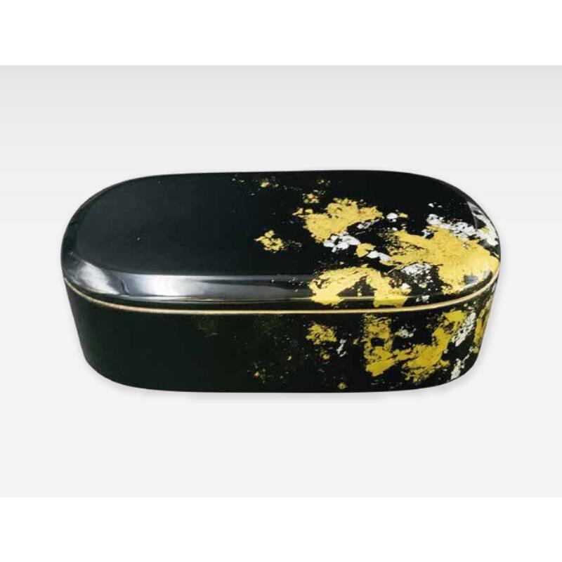 【送料無料】 【包装のし可】 木製 食器 シリーズ 料理箱 古代 塗り 金箔 漆 黒 480ml 木 無垢 塗 漆 乾漆 器 箱 弁当 食洗機対応 日本製 国産...