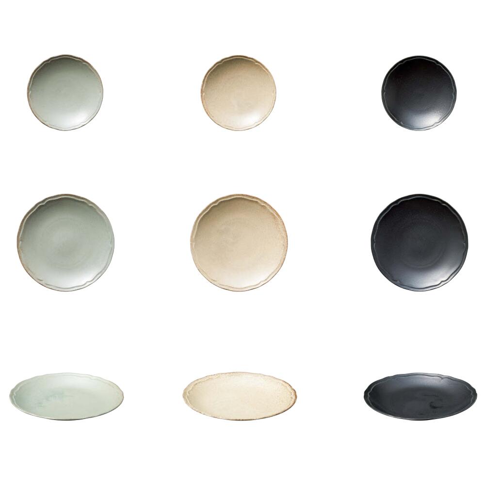 グレー ベージュ ブラック 61/2吋 16.5cm 9吋 23.8cm 10吋 25.5cm プレート 皿 丸 丸皿 小皿 取皿 取り皿 中皿 大皿 黒 日本製 国産 おしゃれ モダン 贈り物 プレゼントお祝い 和食器 洋食器 中華食器 飲食店 業務用 プロ使用 食器 もだんb